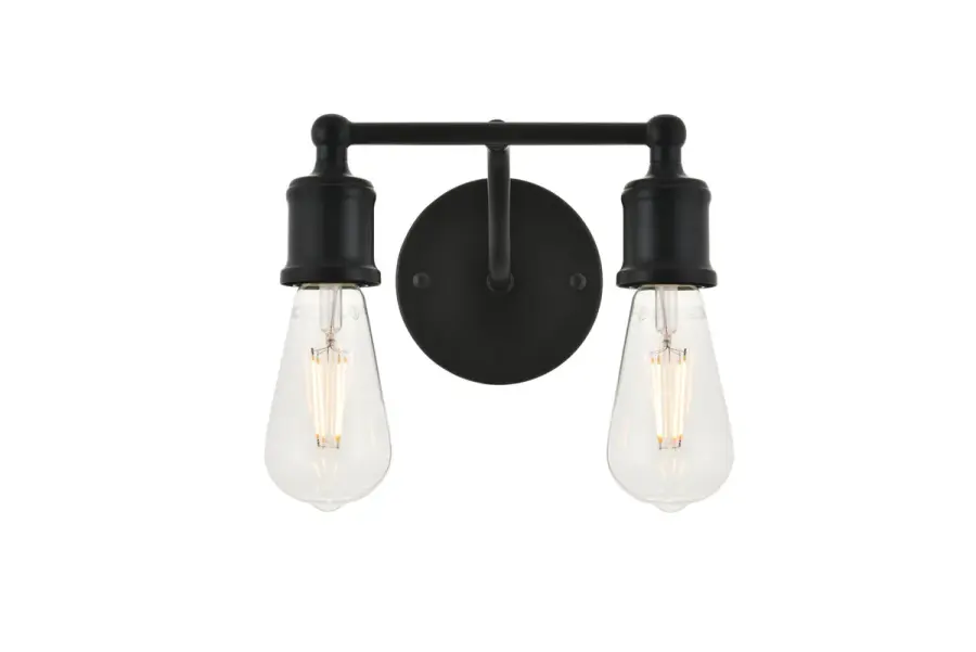 Serif Two Light Wall Sconce in Black
