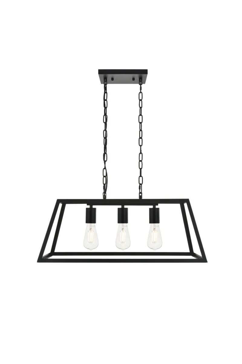 Resolute Three Light Pendant in black