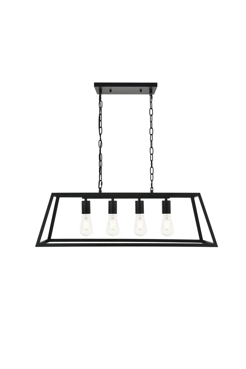 Resolute Four Light Pendant in black