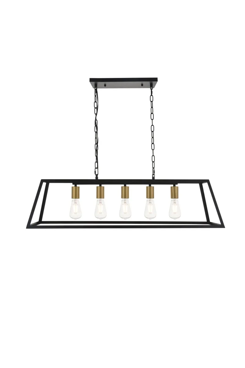 Resolute Five Light Pendant in brass and black