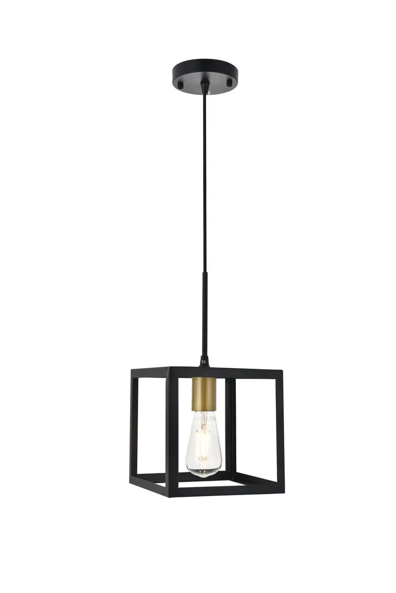 Resolute One Light Pendant in Brass and Black