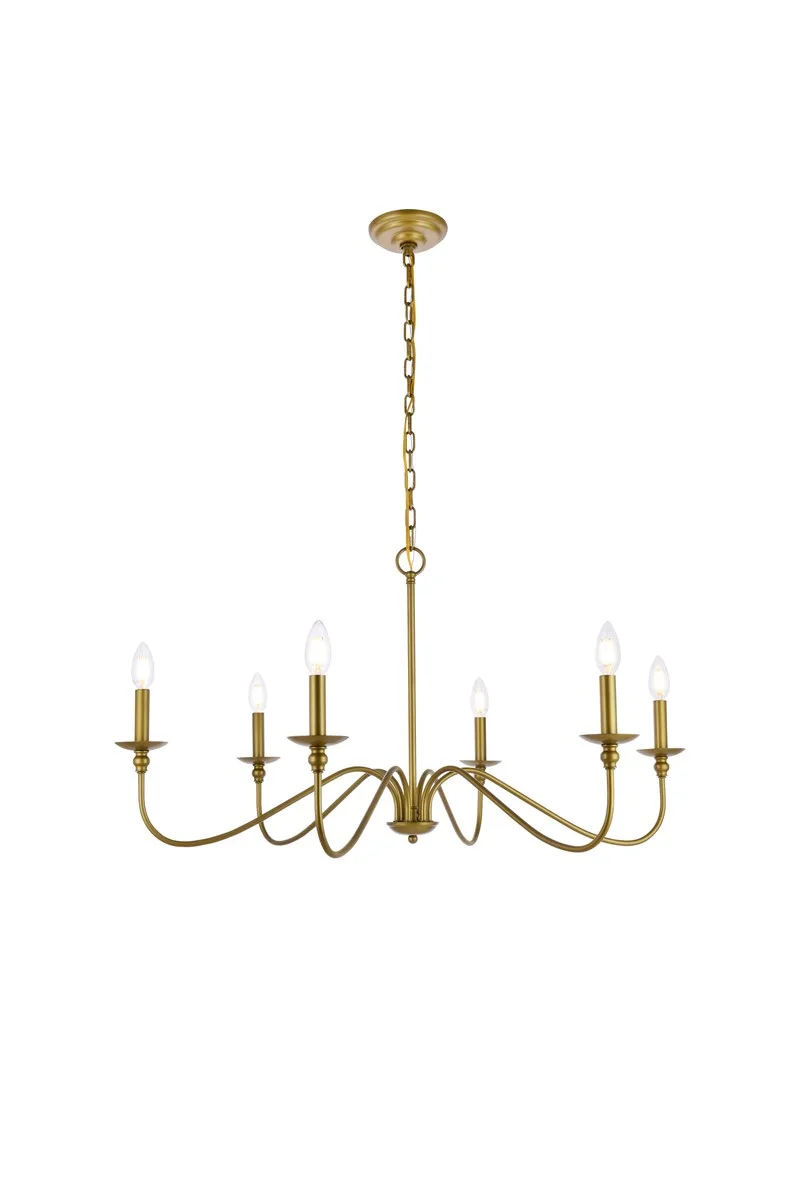 Rohan Six Lights Chandelier in Brass
