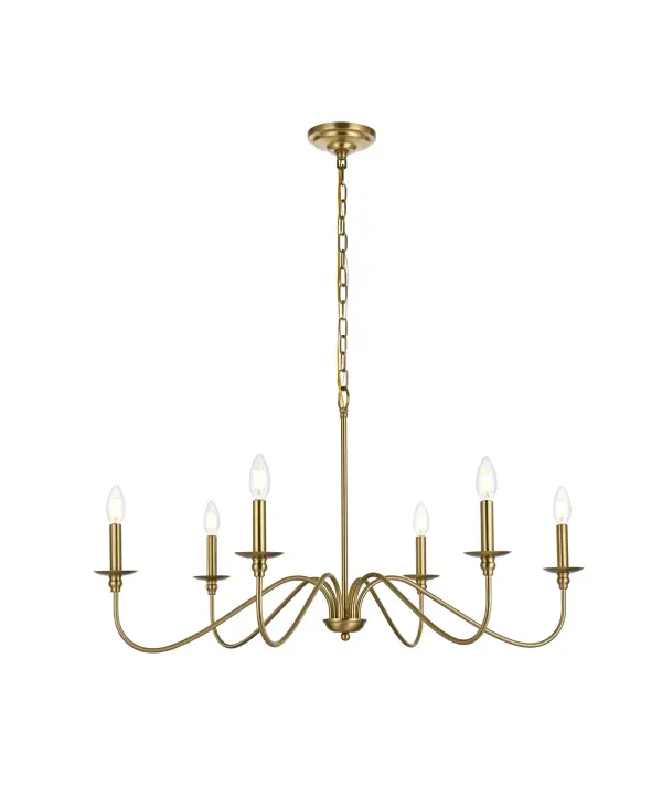 Dimensions
Chain/Rod Length: 60"
Length: 36"
Width: 36"
Height: 19"
Maximum Height: 81"
Wire Length: 79"
Specifications
Assembly Required: yes
Bulb Included: No
Dimmable: Yes
Distressed Finish: No
Dry/Wet/Damp: Dry
ETL: YES
Finish (Color): Satin Gold
Fixture Material: Iron
Hanging Device: Chain
Hardware Finish: Satin Gold
Harware Material: iron
Max/Nominal Watt: 240W
Number of Lights: 6
Product Type: Chandeliers
Product Warranty: 1 year limited
Socket Type: E12
UL & ULC Standard: No
Voltage: 110V - 125V
Wattage/Bulb: 40W
Weight: 6
Wire Included: Yes
Shipment type: Small Parcel
US Shipping Cost: $17.00