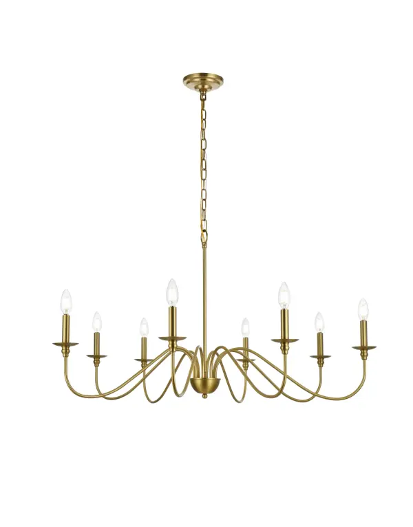 Dimensions
Chain/Rod Length: 60"
Length: 42"
Width: 42"
Height: 22"
Maximum Height: 83"
Wire Length: 79"
Specifications
Assembly Required: yes
Bulb Included: No
Dimmable: Yes
Distressed Finish: No
Dry/Wet/Damp: Dry
ETL: YES
Finish (Color): Satin Gold
Fixture Material: Iron
Hanging Device: Chain
Hardware Finish: Satin Gold
Harware Material: iron
Max/Nominal Watt: 320W
Number of Lights: 8
Product Type: Chandeliers
Product Warranty: 1 year limited
Socket Type: E12
UL & ULC Standard: No
Voltage: 110V - 125V
Wattage/Bulb: 40W
Weight: 7
Wire Included: Yes
Shipment type: Small Parcel
US Shipping Cost: $24.00