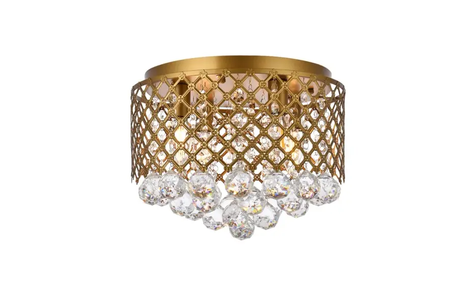 Tully Four Light Flush Mount in Brass and Clear