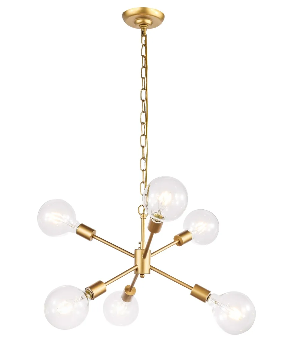 Nolan Six Light Pendant in Brass
