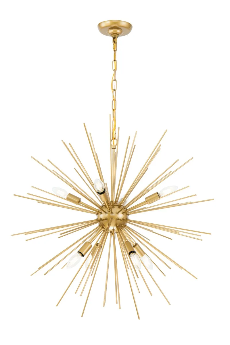 Timber Eight Light Pendant in Brass