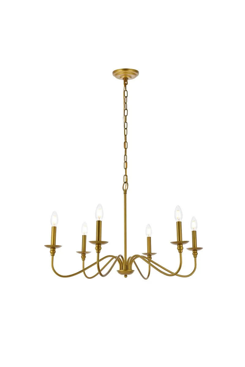 Rohan Six Light Chandelier in Brass