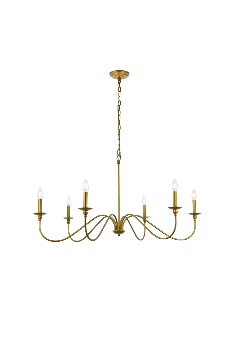 Rohan Six Light Chandelier in Brass