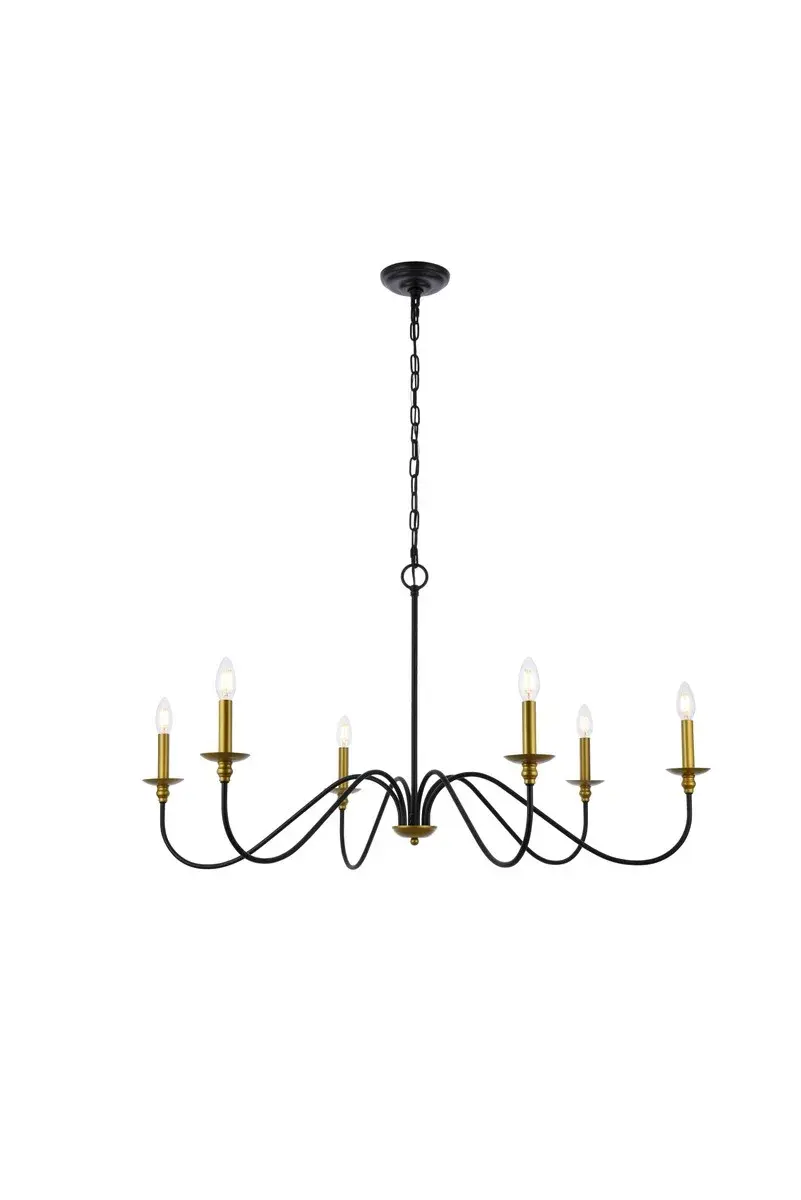 Rohan 6-Light Chandelier in Brass and Black
