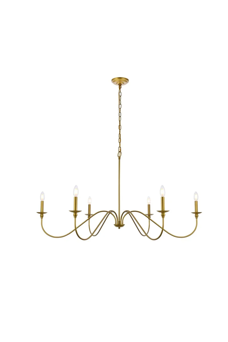Rohan Six Light Chandelier in Brass