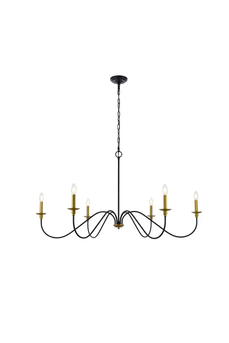 Rohan 6-Light Chandelier in Brass and Black