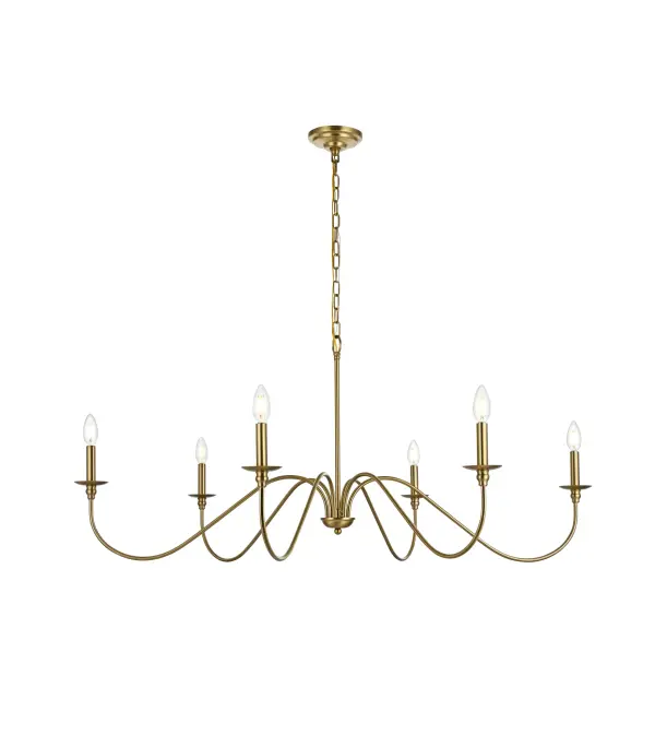 Dimensions
Chain/Rod Length: 60"
Length: 48"
Width: 48"
Height: 25"
Maximum Height: 87"
Wire Length: 79"
Specifications
Assembly Required: yes
Bulb Included: No
Dimmable: Yes
Distressed Finish: No
Dry/Wet/Damp: Dry
ETL: YES
Finish (Color): Satin Gold
Fixture Material: Iron
Hanging Device: Chain
Hardware Finish: Satin Gold
Harware Material: iron
Max/Nominal Watt: 240W
Number of Lights: 6
Product Type: Chandeliers
Product Warranty: 1 year limited
Socket Type: E12
UL & ULC Standard: No
Voltage: 110V - 125V
Wattage/Bulb: 40W
Weight: 6
Wire Included: Yes
Shipment type: Small Parcel
US Shipping Cost: $33.00