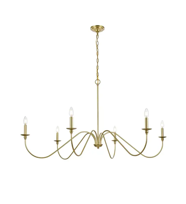Dimensions
Chain/Rod Length: 60"
Length: 54"
Width: 54"
Height: 28"
Maximum Height: 90"
Wire Length: 79"
Specifications
Assembly Required: yes
Bulb Included: No
Dimmable: Yes
Distressed Finish: No
Dry/Wet/Damp: Dry
ETL: YES
Finish (Color): Brass
Fixture Material: Iron
Hanging Device: Chain
Hardware Finish: Brass
Harware Material: iron
Max/Nominal Watt: 240W
Number of Lights: 6
Product Type: Chandeliers
Product Warranty: 1 year limited
Socket Type: E12
UL & ULC Standard: No
Voltage: 110V - 125V
Wattage/Bulb: 40W
Weight: 7
Wire Included: Yes
Shipment type: Small Parcel
US Shipping Cost: $38.00