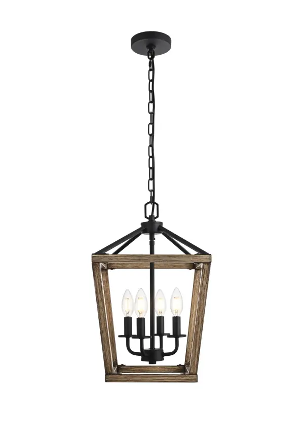 Dimensions
Chain/Rod Length: 60"
Length: 12"
Width: 12"
Height: 19"
Maximum Height: 82.9"
Wire Length: 78.7"
Specifications
Assembly Required: Yes
Bulb Included: No
Crystal/Glass Color: Clear
Dimmable: Yes
Distressed Finish: yes
Dry/Wet/Damp: DRY
ETL: Yes
Finish (Color): Brown and Black
Fixture Material: Iron
Hanging Device: Chain
Hardware Finish: Brown Wood and Black
Harware Material: Iron
Max/Nominal Watt: 160W
Number of Lights: 4
Product Shape: Square
Product Type: Pendants
Product Warranty: 1 year limited
Socket Type: E12
Voltage: 110V
Wattage/Bulb: 40W
Weight: 7
Wire Included: Yes
Shipment type: Small Parcel