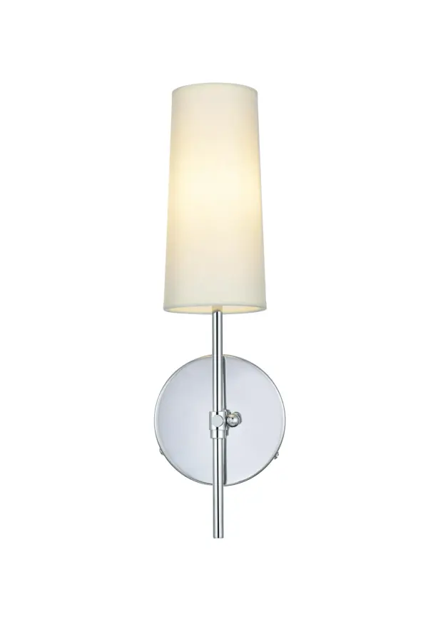 Dimensions
Width: 5"
Height: 15.5"
Extension: 5"
Wire Length: 8"
Specifications
Assembly Required: Yes
Bulb Included: No
Crystal/Glass Color: Clear
Dimmable: Yes
Dry/Wet/Damp: Damp
ETL: yes
Finish (Color): Chrome
Fixture Material: Iron and Fabric shade
Hardware Finish: Chrome
Harware Material: Iron
Max/Nominal Watt: 40W
Number of Lights: 1
Product Type: Vanity Lights
Product Warranty: 1 year limited
Socket Type: E12
UL & ULC Standard: No
Voltage: 110V
Wattage/Bulb: 40W
Weight: 1
Wire Included: Yes
Shipment type: Small Parcel
