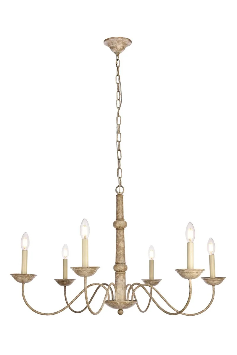 Merritt Six Light Chandelier in Weathered Dove