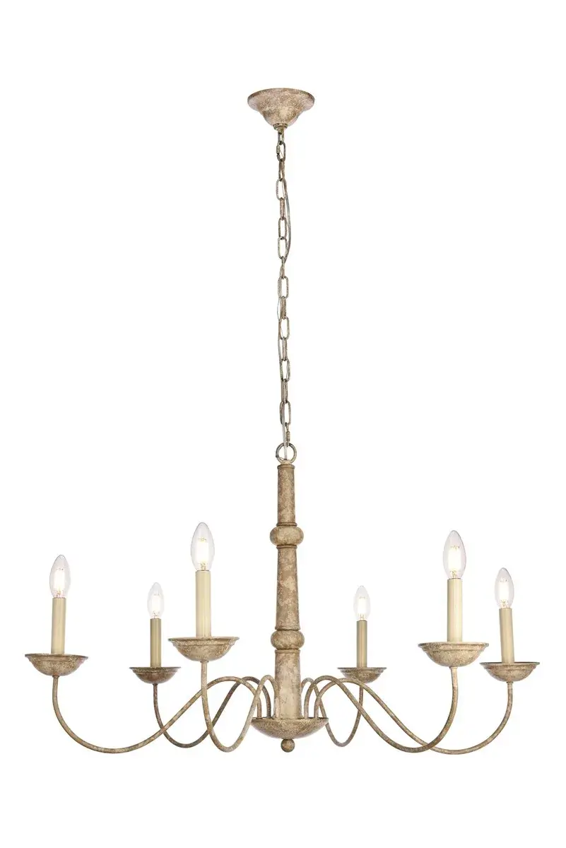 Merritt Six Light Chandelier in Weathered Dove