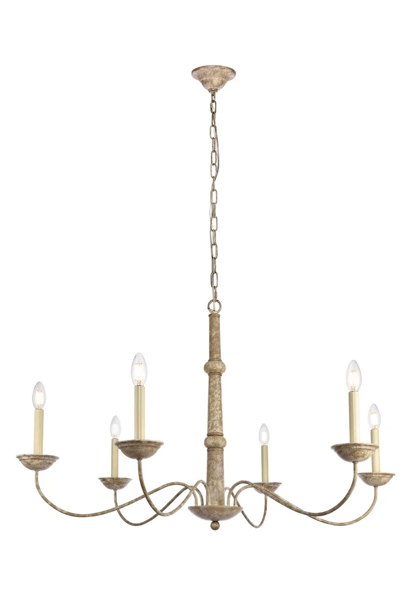 Merritt Six Light Chandelier in Weathered Dove