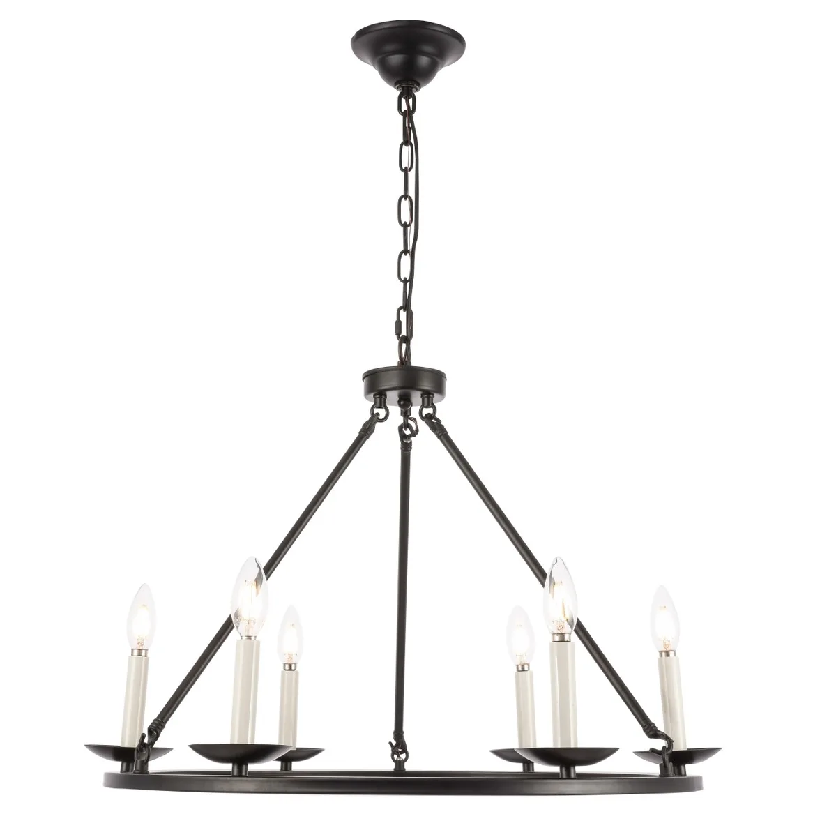 Maine Six Light Chandelier in Black