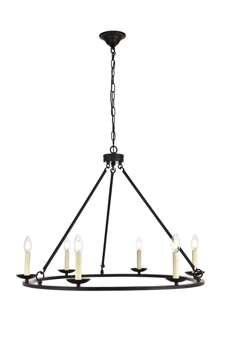Maine Six Light Chandelier in Black