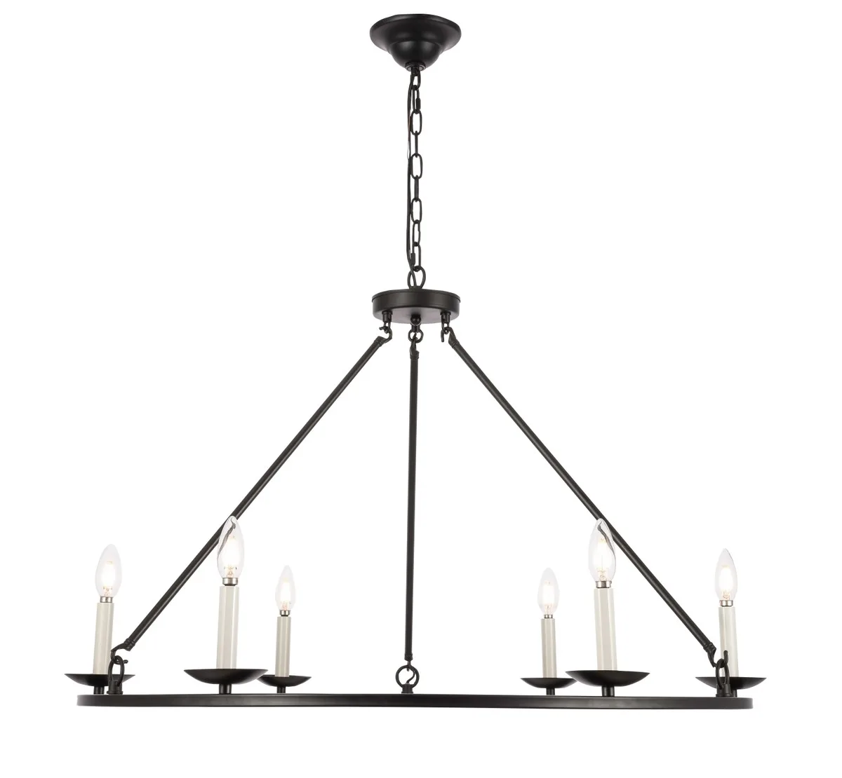 Maine Six Light Chandelier in Black