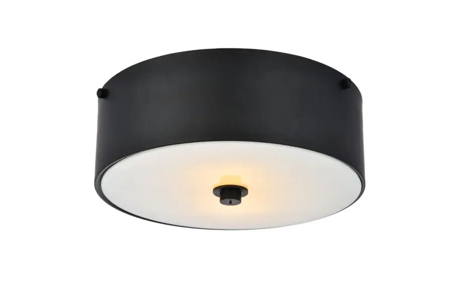 Hazen Two Light Flush Mount in Flat Black and White