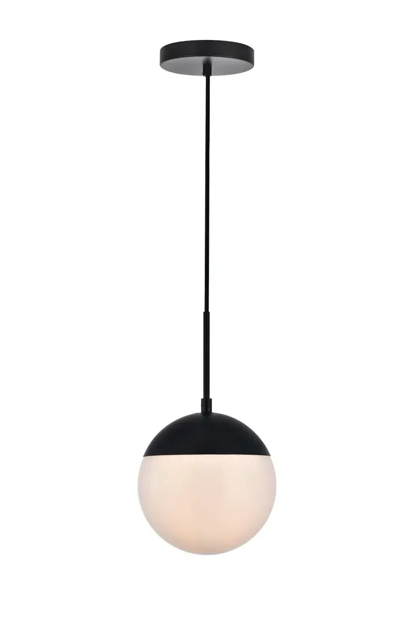 Eclipse One Light Pendant in Black and Frosted White