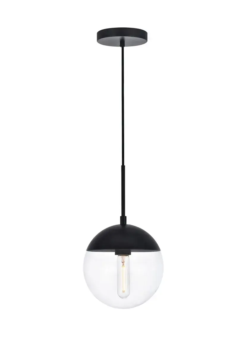 Eclipse One Light Pendant in Black and Clear