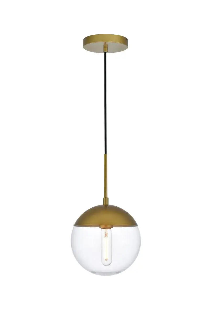 Eclipse One Light Pendant in Brass and Clear