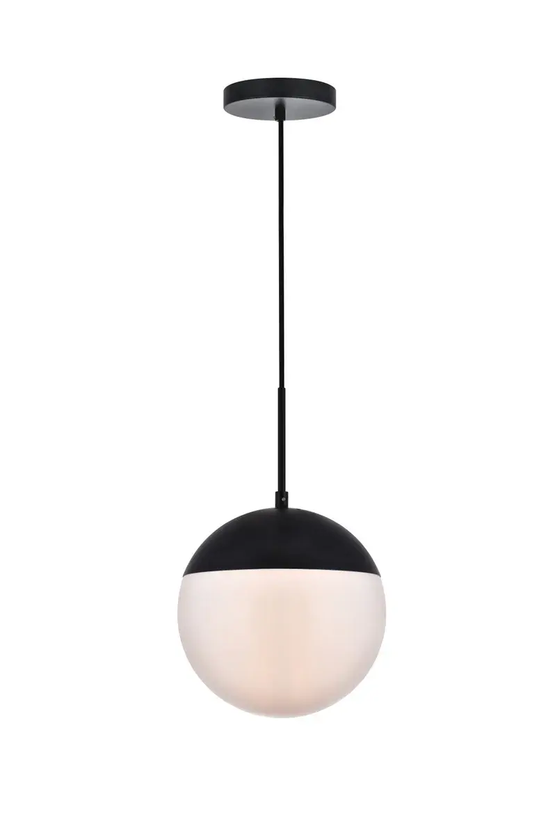 Eclipse One Light Pendant in Black and Frosted White