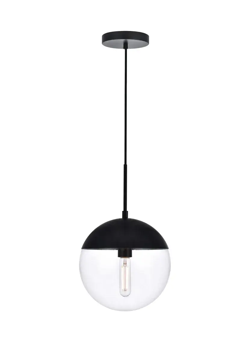 Eclipse One Light Pendant in Black and Clear