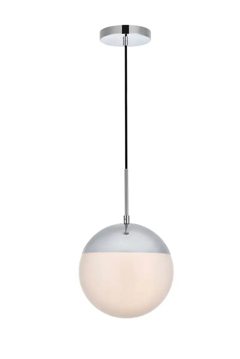 Eclipse One Light Pendant in Chrome and Frosted White