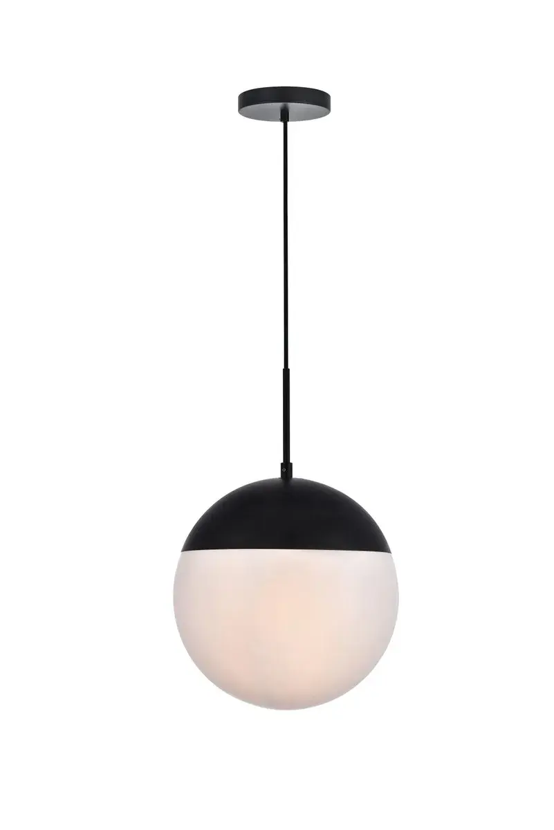 Eclipse One Light Pendant in Black and Frosted White