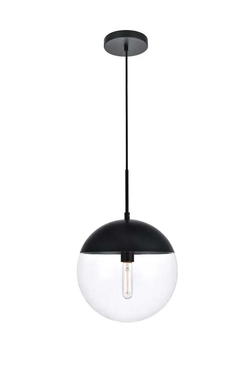 Eclipse One Light Pendant in Black and Clear
