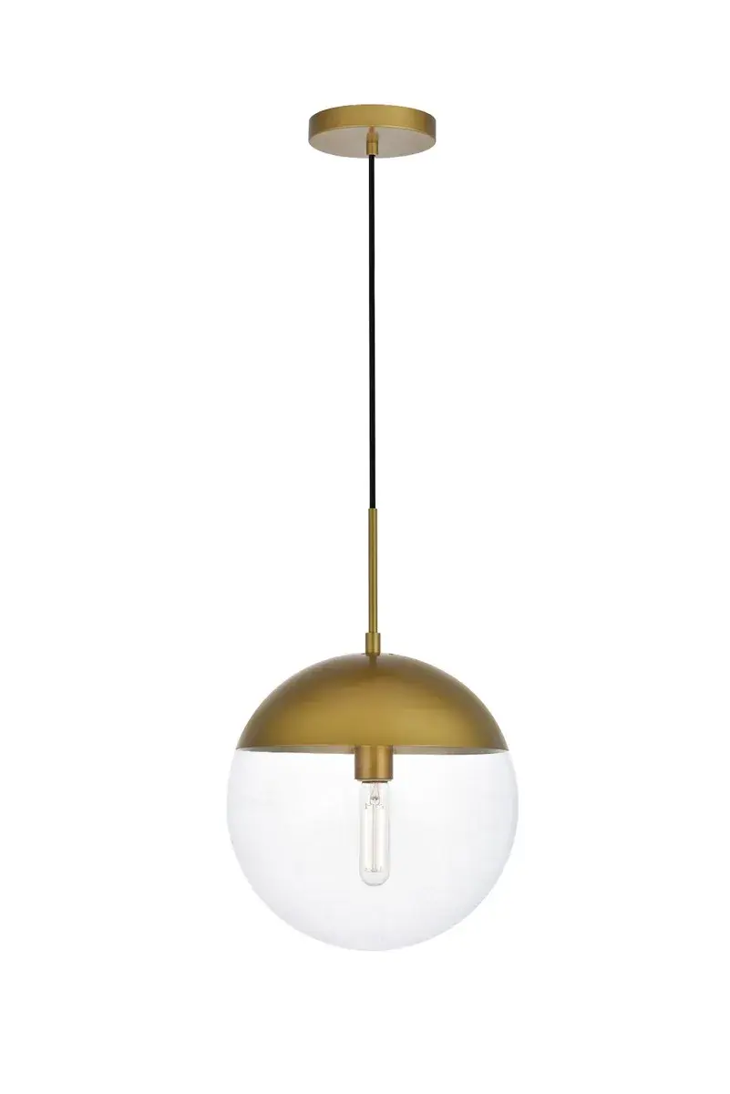 Eclipse One Light Pendant in Brass and Clear