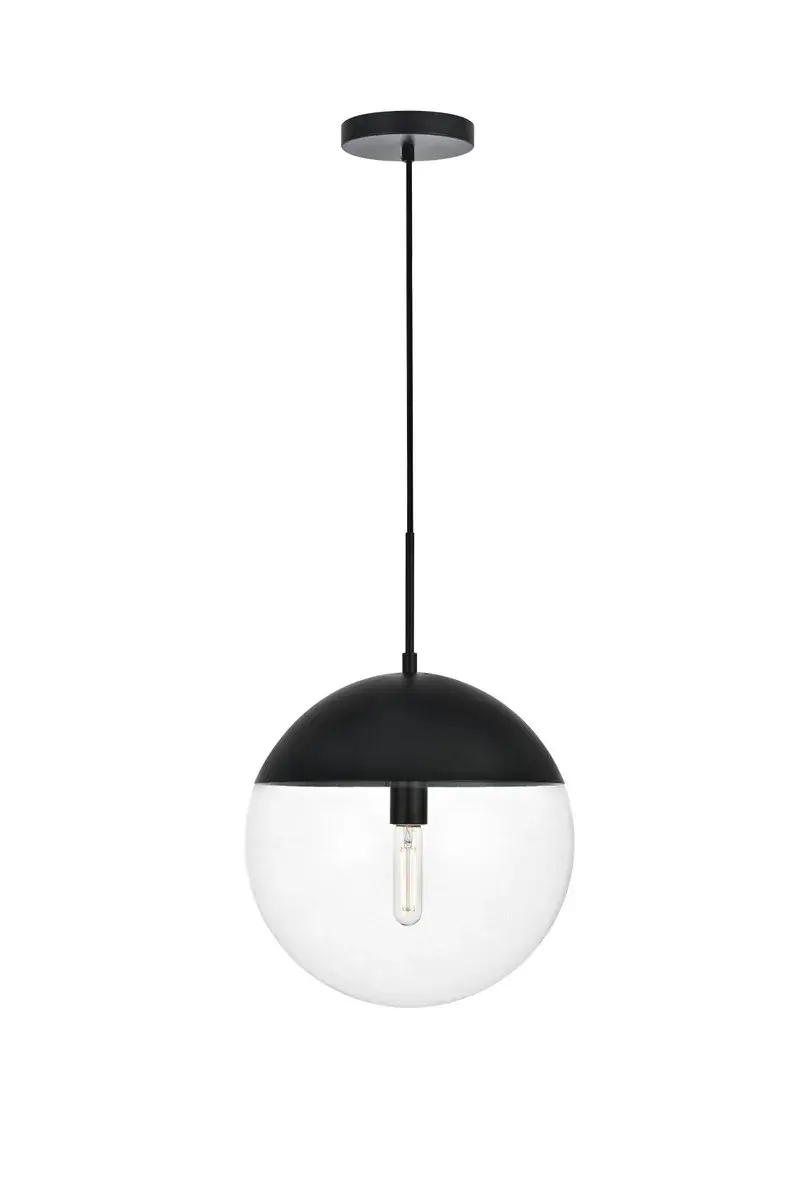 Eclipse One Light Pendant in Black and Clear