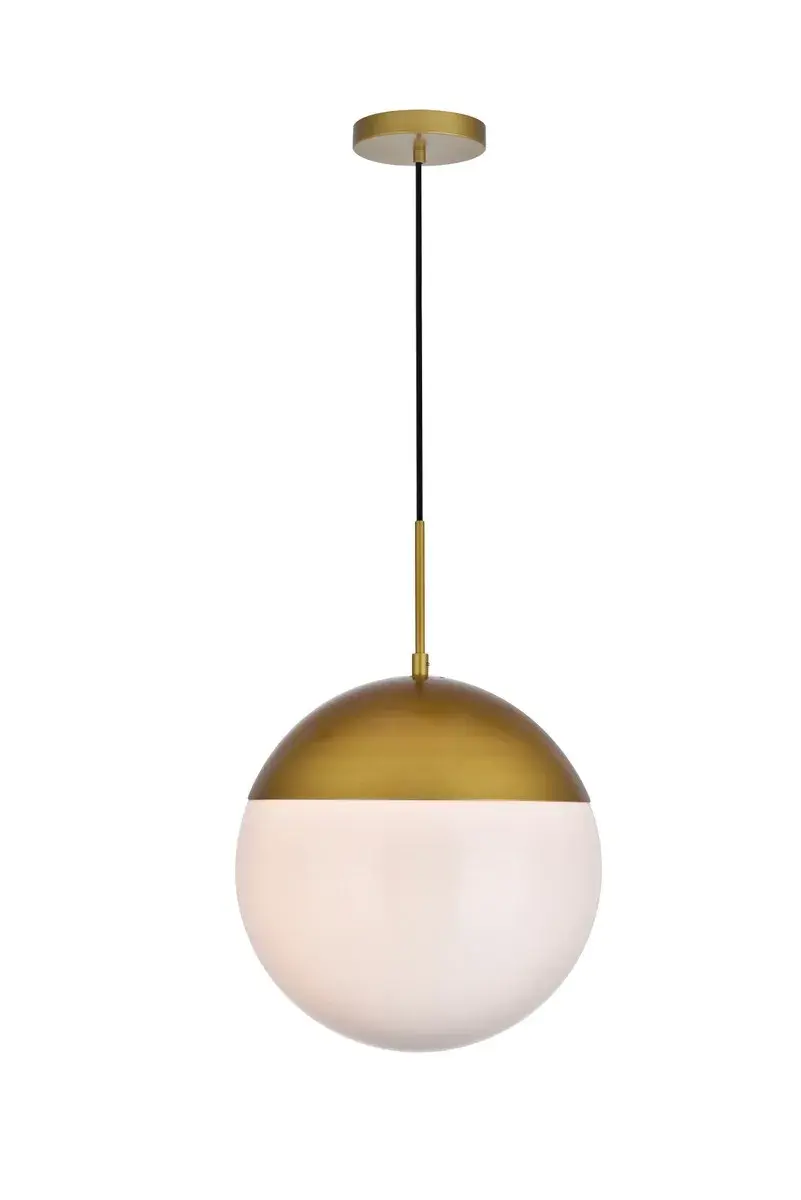 Eclipse One Light Pendant in Brass and Frosted White