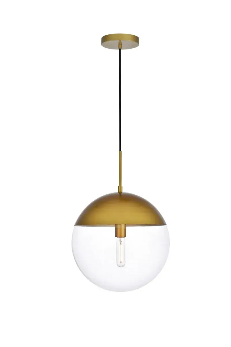 Eclipse One Light Pendant in Brass and Clear