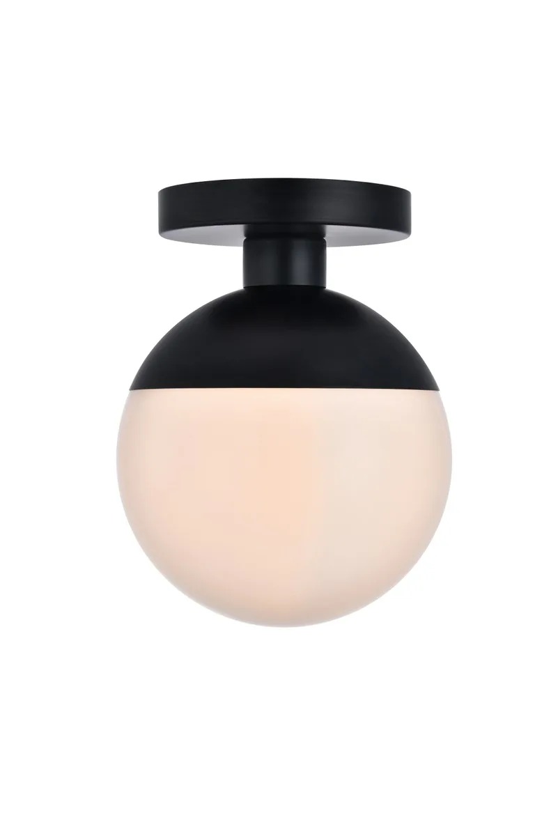 Eclipse One Light Flush Mount in Black and Frosted White