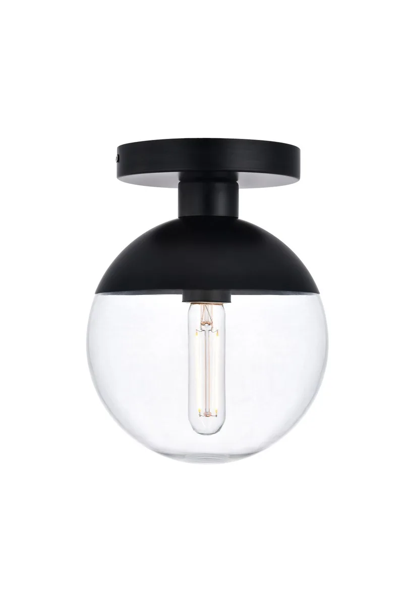 Eclipse One Light Flush Mount in Black and Clear