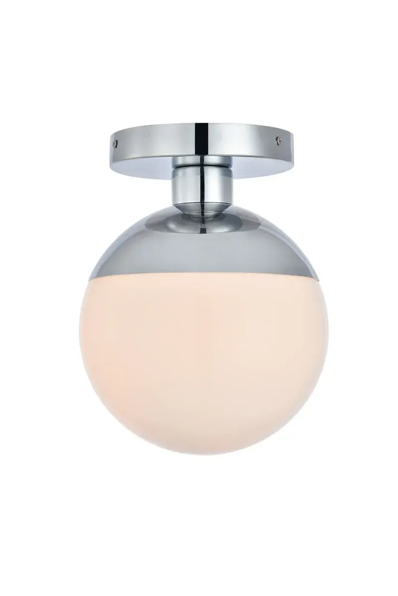 Eclipse One Light Flush Mount in Chrome and Frosted White