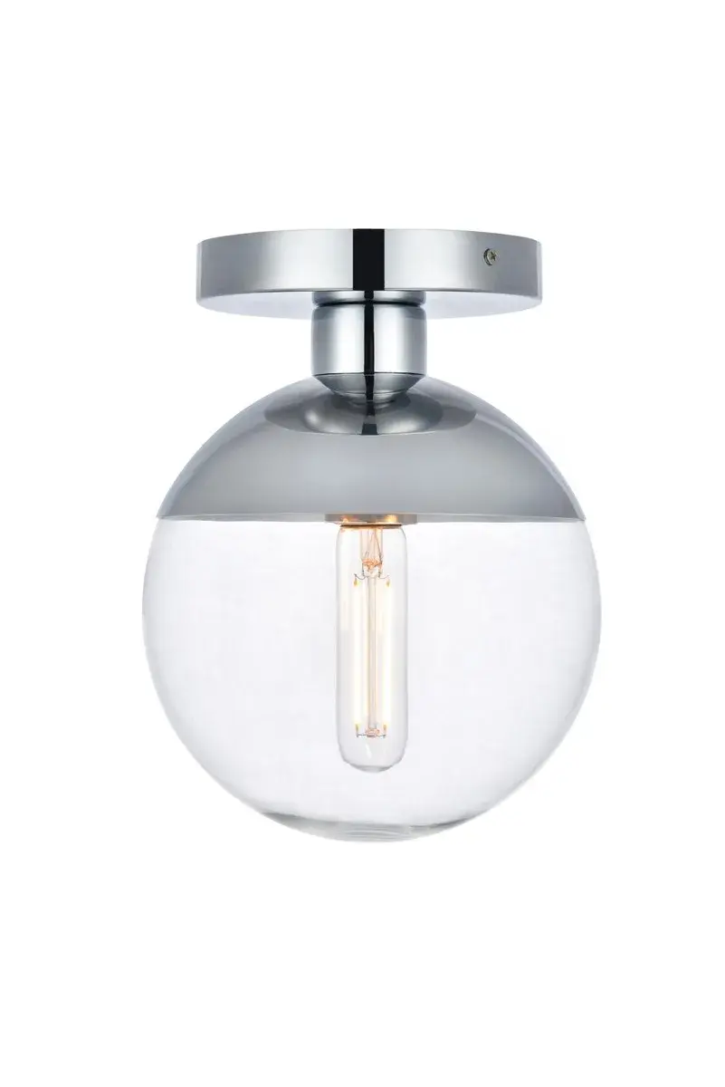 Eclipse One Light Flush Mount in Chrome and Clear
