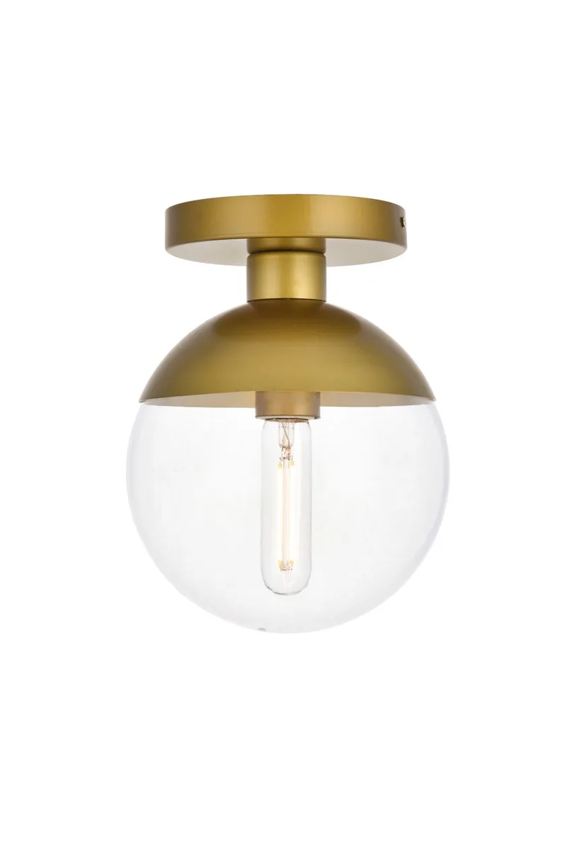 Eclipse One Light Flush Mount in Brass and Clear