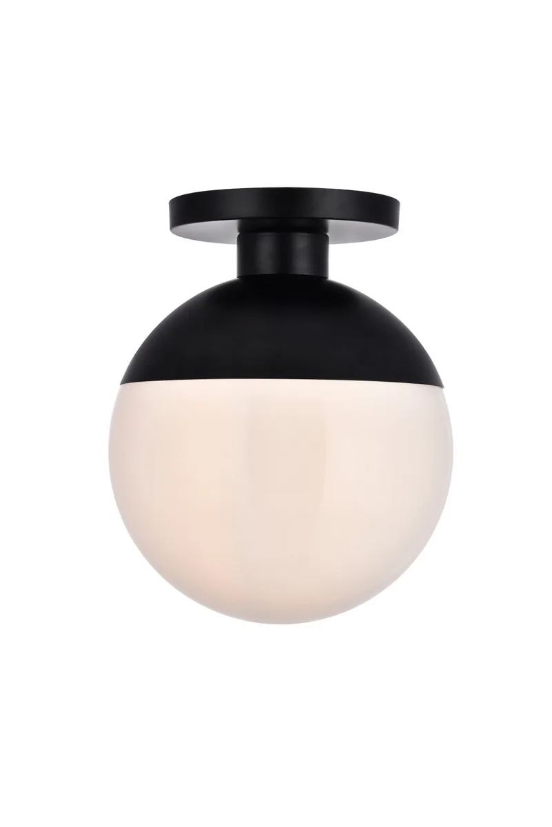 Eclipse One Light Flush Mount in Black and Frosted White