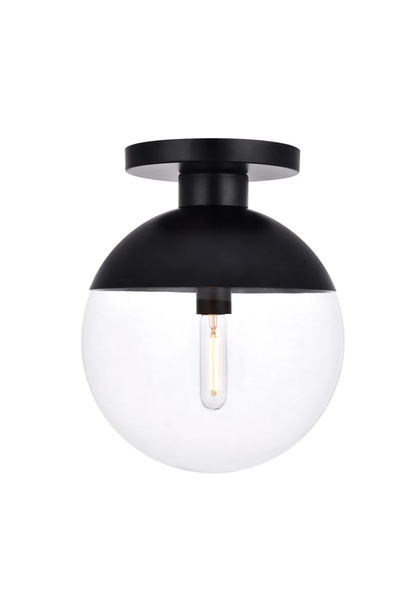 Eclipse One Light Flush Mount in Black and Clear