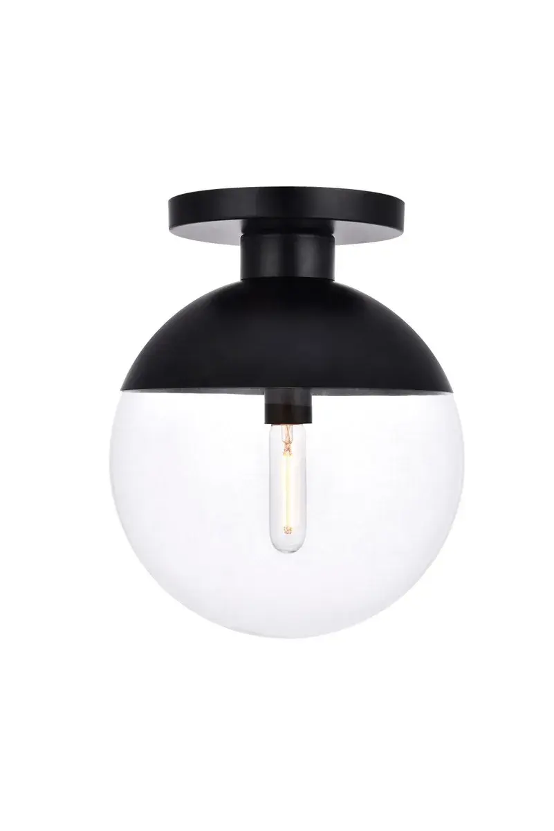 Eclipse One Light Flush Mount in Black and Clear