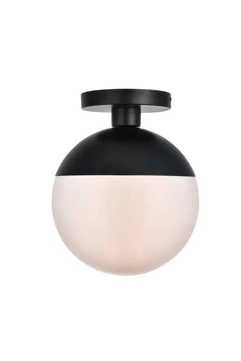 Eclipse One Light Flush Mount in Black and Frosted White