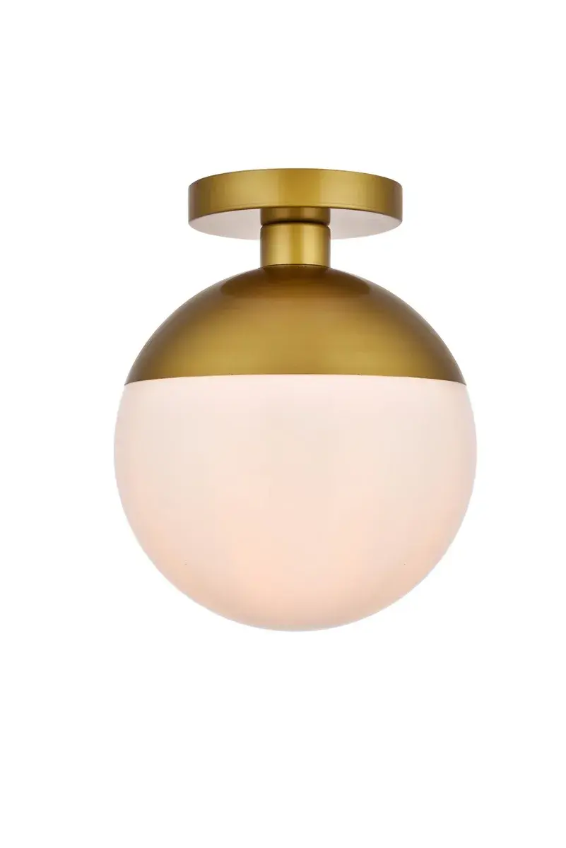 Eclipse One Light Flush Mount in Brass and Frosted White