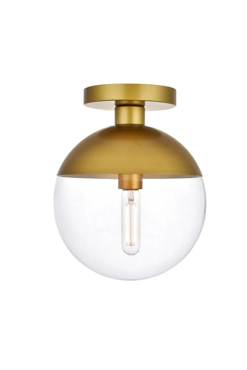 Eclipse One Light Flush Mount in Brass and Clear